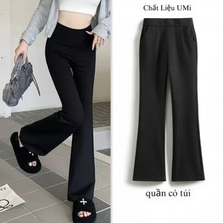 Quần ống loe lưng cao legging umi ôm body att dáng dài qc