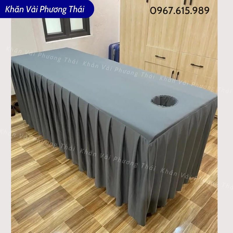 Ga giường spa CÓ LỖ, ga giường massage có khoét lỗ thở úp mặt vải thun lạnh