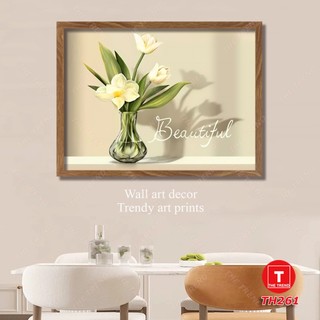 Tranh có khung, tranh hoa treo tường, tranh canvas treo phòng khách, phòng ăn, tiệm tranh the trend