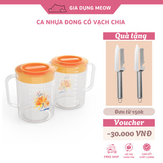 Ca nhựa đựng nước có vạch chia 1l, 1,5l, 2l