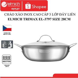 Chảo Xào Kiêm Nồi Lẩu INOX Đáy Liền ELMICH TRI-MAX (EL-3797 28cm / EL-3798 30cm / EL-3255 32cm)