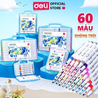 Bút Sơn Acrylic Marker 60 Màu - Ngòi Nhỏ - Lượng Mực Lớn - Chính hãng Deli - DIY Nhiều Bề Mặt