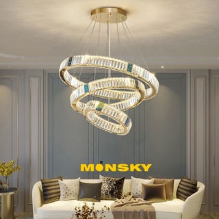 Đèn thả MONSKY KOMAN 3 khối vòng tròn kèm bóng LED chuyên dụng 3 màu ánh sáng