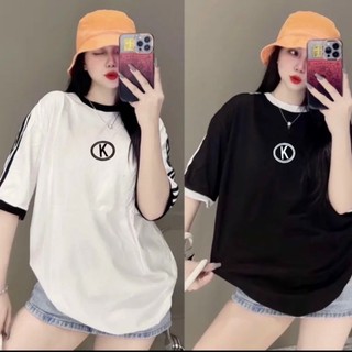 Áo thun phối viền và cổ in chữ K _ Áo thun BABY-TEE nữ