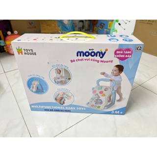 Xe tập đi có bàn đồ chơi đa năng hkm từ Moony màu Xanh/ Bàn học chữ số thông minh/ Thảm Đàn Baby Gym cho bé.