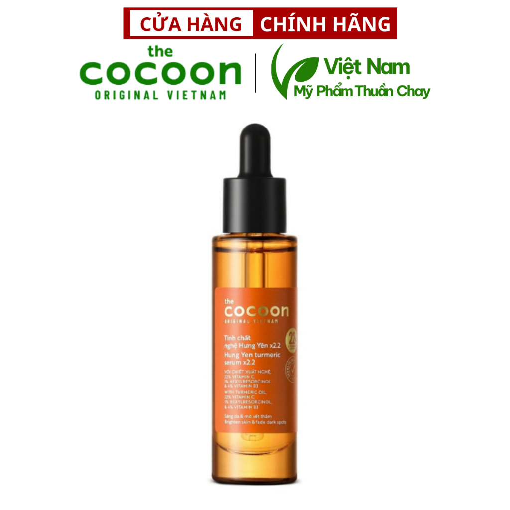 Tinh chất nghệ Hưng Yên C22 Cocoon (serum) 22% vitamin C sáng da, mờ thâm Thuần chay 30ml