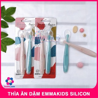 Set 2 Thìa Ăn Dặm Silicon Cho Bé Chính Hãng Emmakids, Muỗng Ăn Dặm Mềm Không Làm Đau Bé Khi Ăn, Chất Liệu An Toàn