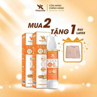  Combo 2 xịt tan mỡ đa tầng tinh dầu mờ rạn da 2in1 Cool-Oil X3 chiết xuất gừng nghệ Vinny Care – Tặng 1 ĐAI LATEX 