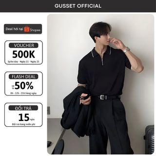 Áo Polo Nam Cổ Kéo Khóa GUSSET ZIP-UP POLO SHIRT GS03, Áo Sơ Mi Nam Tay Ngắn Thiết Kế Đơn Giản Style Hàn Quốc