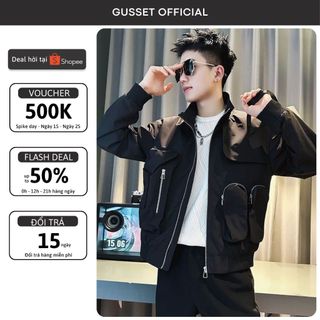 Áo Khoác Gió Nam Túi Hộp 2 Lớp Cao Cấp GUSSET, Áo Khoác Jacket Nam Dày Dặn Phong Cách Trẻ Trung Cá Tính