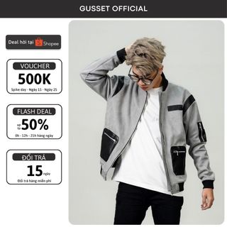 Áo Khoác Bomber Nam Da Lộn Phối Da GUSSET, Áo Khoác Trần Bông 3 Lớp Cao Cấp Ấm Áp Style Hàn Quốc Cá Tính