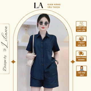 Set bò demin áo sơ mi mix quần short hàng thiết kế trangtayfashion