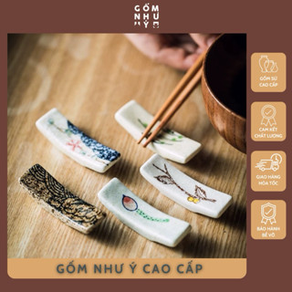 Gác đũa sứ tráng men mịn họa tiết tiểu cổ - Dày dặn, dễ vệ sinh