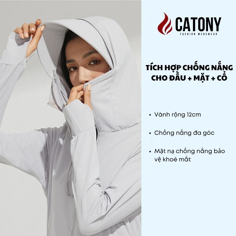 Áo chống nắng nam nữ, áo khoác đi nắng chống tia UV big size mũ có thể tháo rời vải lụa băng siêu mát CATONY KP109 | BigBuy360 - bigbuy360.vn