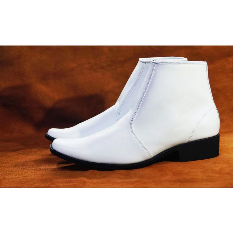 Giày boots nam màu trắng da bò thật. Mã số: B169