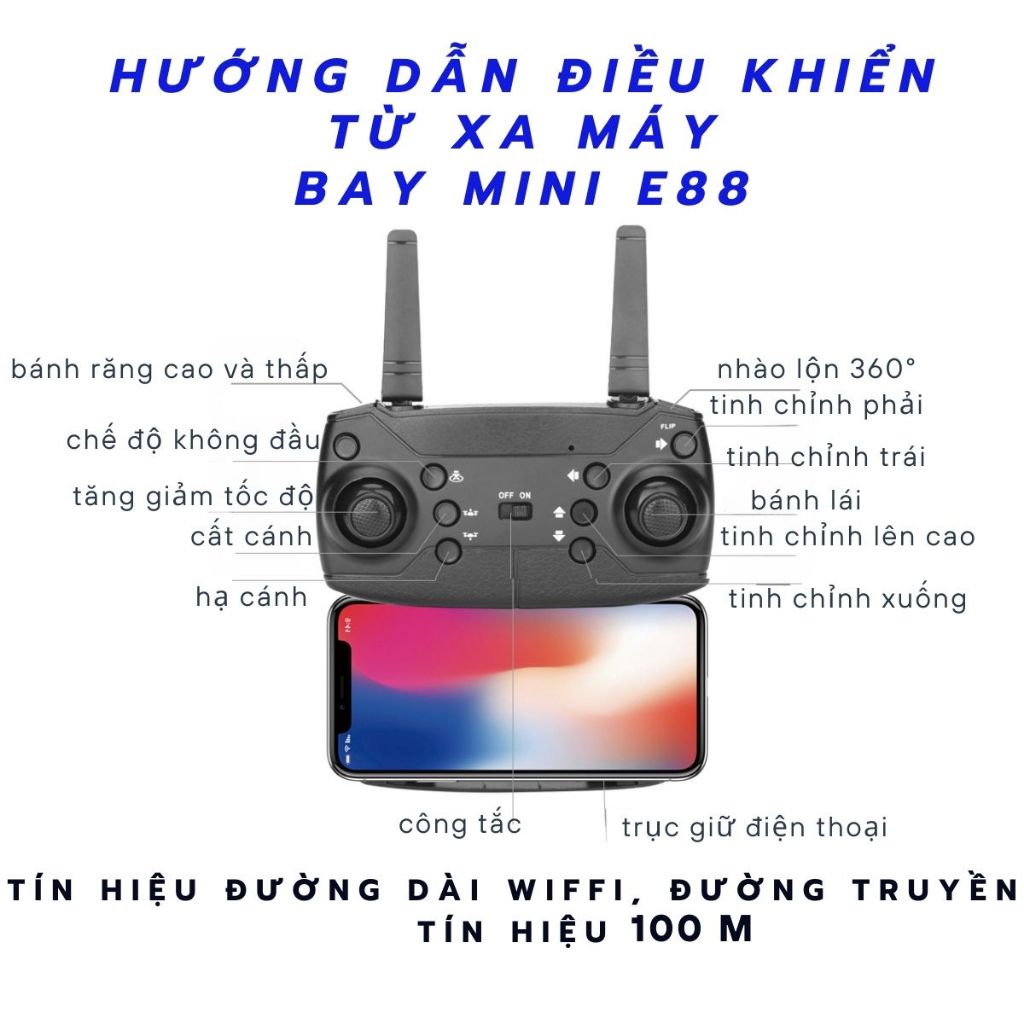 Máy bay điều khiển từ xa E88,flycam động cơ có chổi than pin 1800mAH,plycam camera quay chụp ảnh cân bằng zlifestore68 | BigBuy360 - bigbuy360.vn