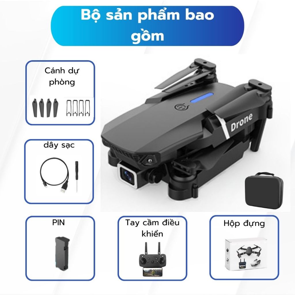 Máy bay điều khiển từ xa E88,flycam động cơ có chổi than pin 1800mAH,plycam camera quay chụp ảnh cân bằng zlifestore68 | BigBuy360 - bigbuy360.vn