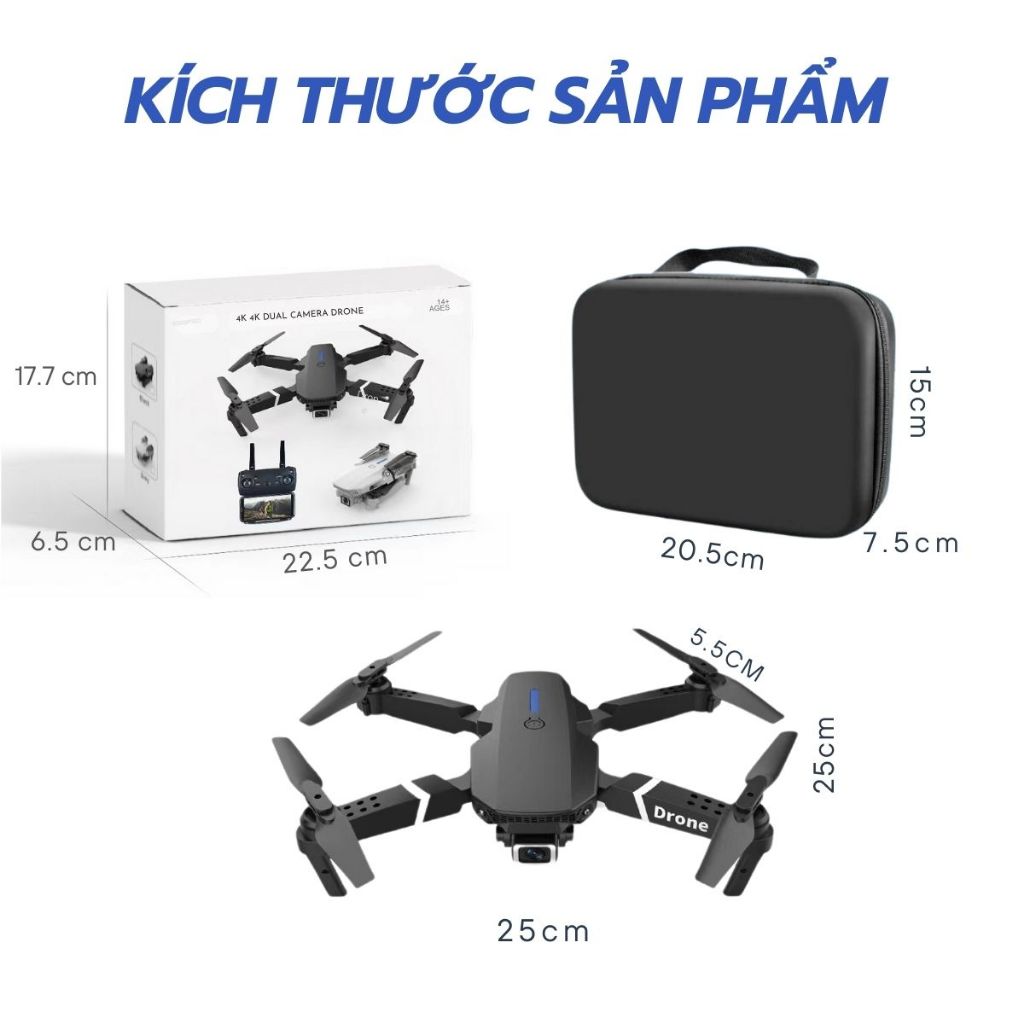 Máy bay điều khiển từ xa E88,flycam động cơ có chổi than pin 1800mAH,plycam camera quay chụp ảnh cân bằng zlifestore68 | BigBuy360 - bigbuy360.vn