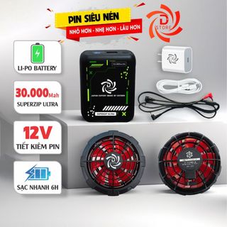 Pin Quạt Điều Hòa lắp áo điều hòa Nhật Bản Dstore (Pin + 2 Quạt ) Bảo hành 12 tháng