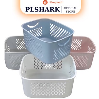Giỏ caro thấp đựng đồ đa năng có quai cầm Việt Nhật - Rổ nhựa đựng đồ dùng, decor trang trí phòng 