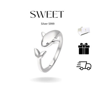 Nhẫn cá voi con bạc s999 nguyên chất-sweet