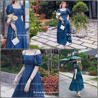 Đầm Maxi Trễ Vai Nhún Ngực Cao Cấp