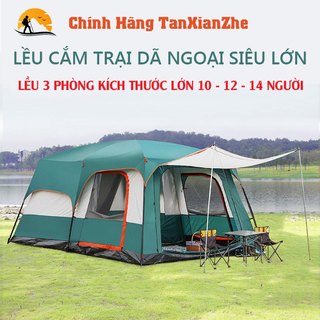 Lều cắm trại 3 phòng kích thước lớn nhất 430*305*200cm dùng 8-12 người hàng chính hãng Tanxianzhe