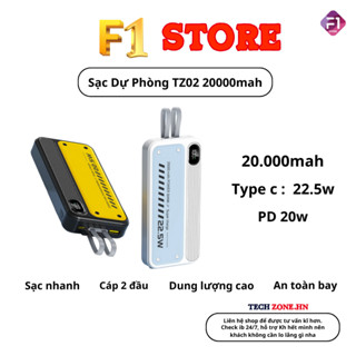 Sạc Dự Phòng TZ02 Dung Lượng 20000mAh, Tích Hợp 2 Dây Sạc Nhanh, Nhỏ Gọn Tiện Lợi DC38 F1 STORE