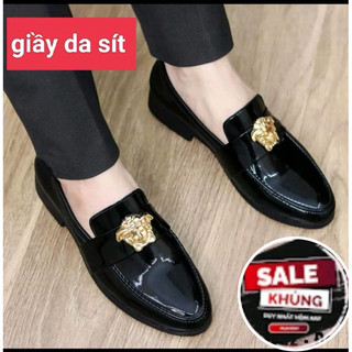 Giày lười da trơn bóng mặt đầu người ,giày dự tiệc nam da pu Hàng kĩ đế khâu may chắc chắn mã G16