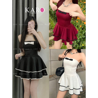 Đầm ống nơ 2 tầng viền k4338 - carotshop