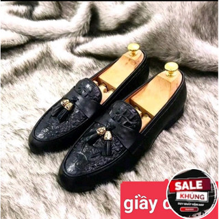 Giày lười da nam bóng trơn đai ngựa, giày dự tiệc nam da pu Hàng kĩ đế khâu may chắc chắn mã G12