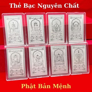 Linh phù bình an phật bản mệnh 12 con giáp bằng bạc nguyên chất sang trọng tôn nghiêm