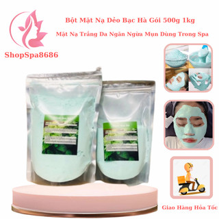 Nạ bột bạc hà bột mặt nạ đắp trắng da | mặt nạ bạc hà colagen gói 500g 1kg