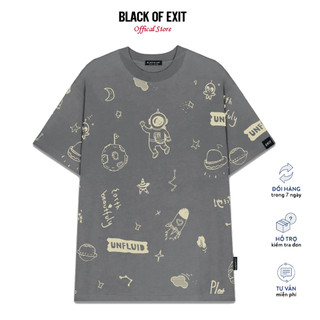 Áo thun Vũ Trụ unisex BLACK OF EXIT phông tay lỡ nam nữ form rộng Local Brand