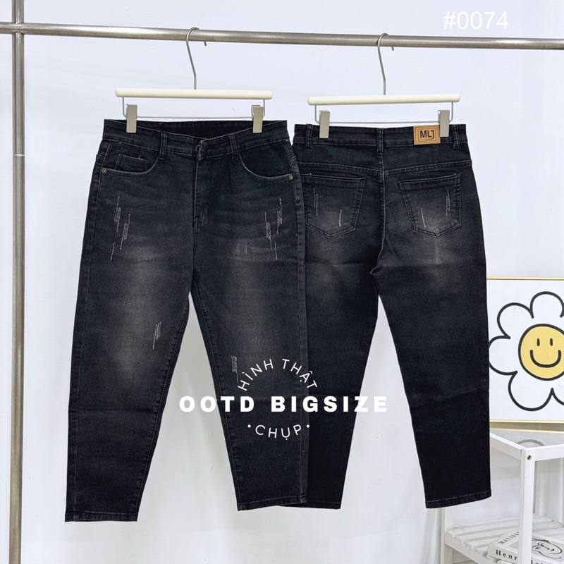 OOTD BIGSIZE | Quần jean bigsize nữ 9 tấc xám cào