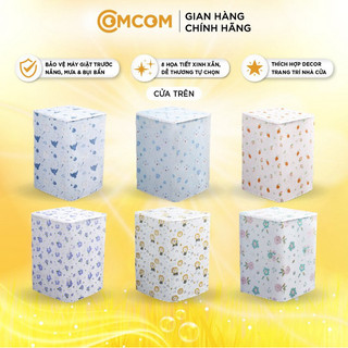 Áo trùm máy giặt cửa trên COMCOM vải Peva chống nước, họa tiết bao trùm xinh xắn đẹp mắt