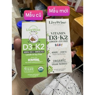 Vitamin d3k2 hữu cơ livewise mỹ cho bé thocgaoshop8989