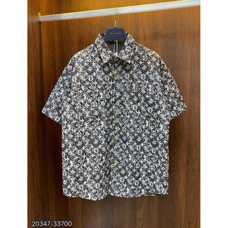 Áo Sơ mi nam hiệu LV họa tiết thêu cực nét tay ngắn phong cách trẻ trung chuẩn form