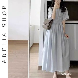「ADELIA」Đầm Maxi Voan Dáng Dài Cổ Tròn Ngắn Tay Màu Xanh Mint Nhẹ Nhàng Phong Cách Thanh Lịch Adelia.Shop DH525