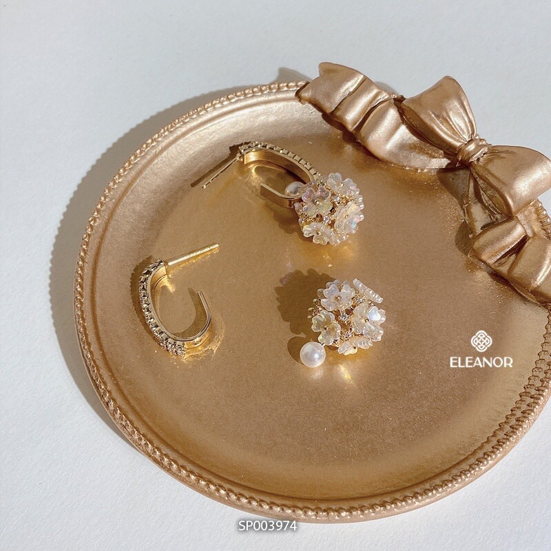Pass Bông tai nữ đính đá Eleanor Accessories hình hoa phụ kiện trang sức quý phái