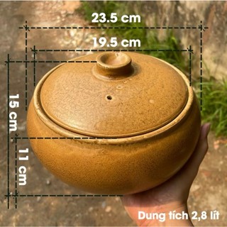 [Hàng xuất dư Sale mạnh] Nồi đất men Hoàng Thổ 2,8 lít kho cá hầm canh