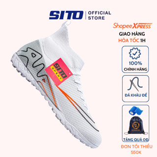 Giày bóng đá SITO Vapor 15 Trắng Xám cao cổ cỏ nhân tạo thể thao nam chính hãng - ST031