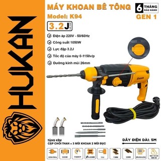 Máy khoan bê tông 3 chức năng hukan k94 công suất 1050w