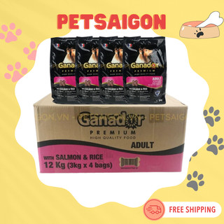 [THỨC ĂN CHO CHÓ] THỨC ĂN GANADOR ADULT VỊ CÁ HỒI CHO CHÓ - THÙNG 12KG