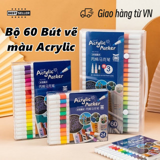 Bút Màu Acrylic Marker 12/24/36/48/60 Cao Cấp chuẩn hãng Màu Sắc Tươi Sáng dành cho mọi lứa tuổi