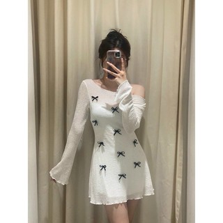 Đầm Lưới Thun Có Đinh Nơ Tay Dài Xịnh Xắn Shop Tiến Linh