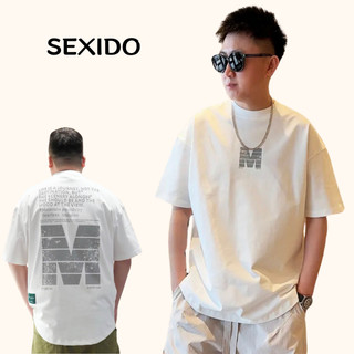 Áo Thun chữ M Tay Lỡ Unisex Cotton Vải Cotton 2 chiều From rộng Thoáng mát Sexido_T038