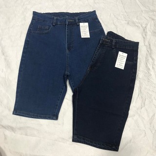 Quần jean lửng gối co giãn lưng cao dây kéo màu xanh fullsize 38kg-53kg
