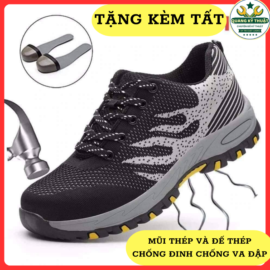 Giầy Bảo Hộ Lao Động, Giầy Chống Đinh Kiểu Dáng Thể Thao Thoáng khí, Giầy Chống Dập Ngón - Tặng Tất