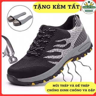 Giầy Bảo Hộ Lao Động, Giầy Chống Đinh Kiểu Dáng Thể Thao Thoáng khí, Giầy Chống Dập Ngón - Tặng Tất